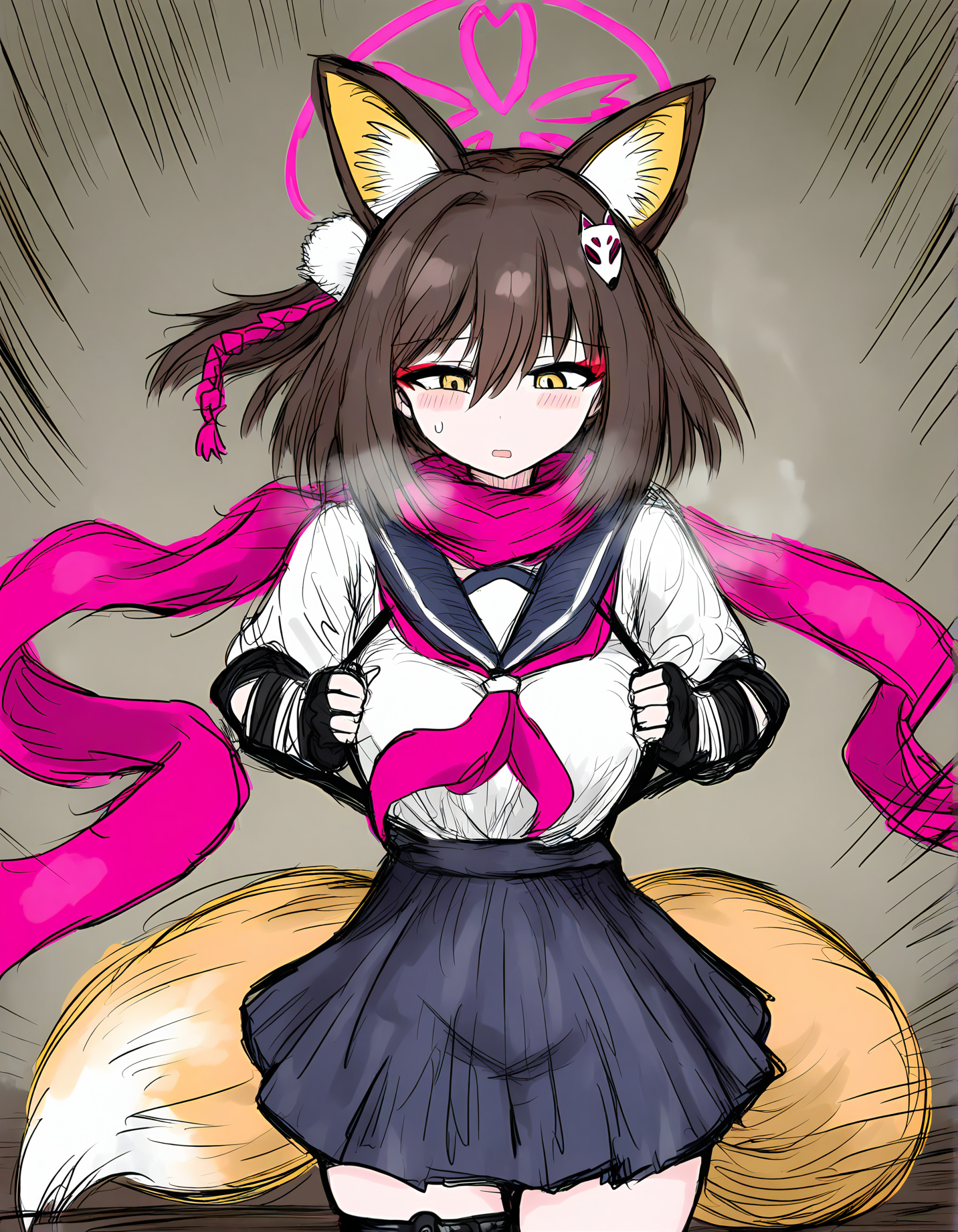 sushi yuusha toro, 1girl, solo, izuna \(blue archive\),
very awa, masterpiece, best quality, year 2024, newest, highres, absurdres, <lora:black-souls-style-noobai-epspred11:1>