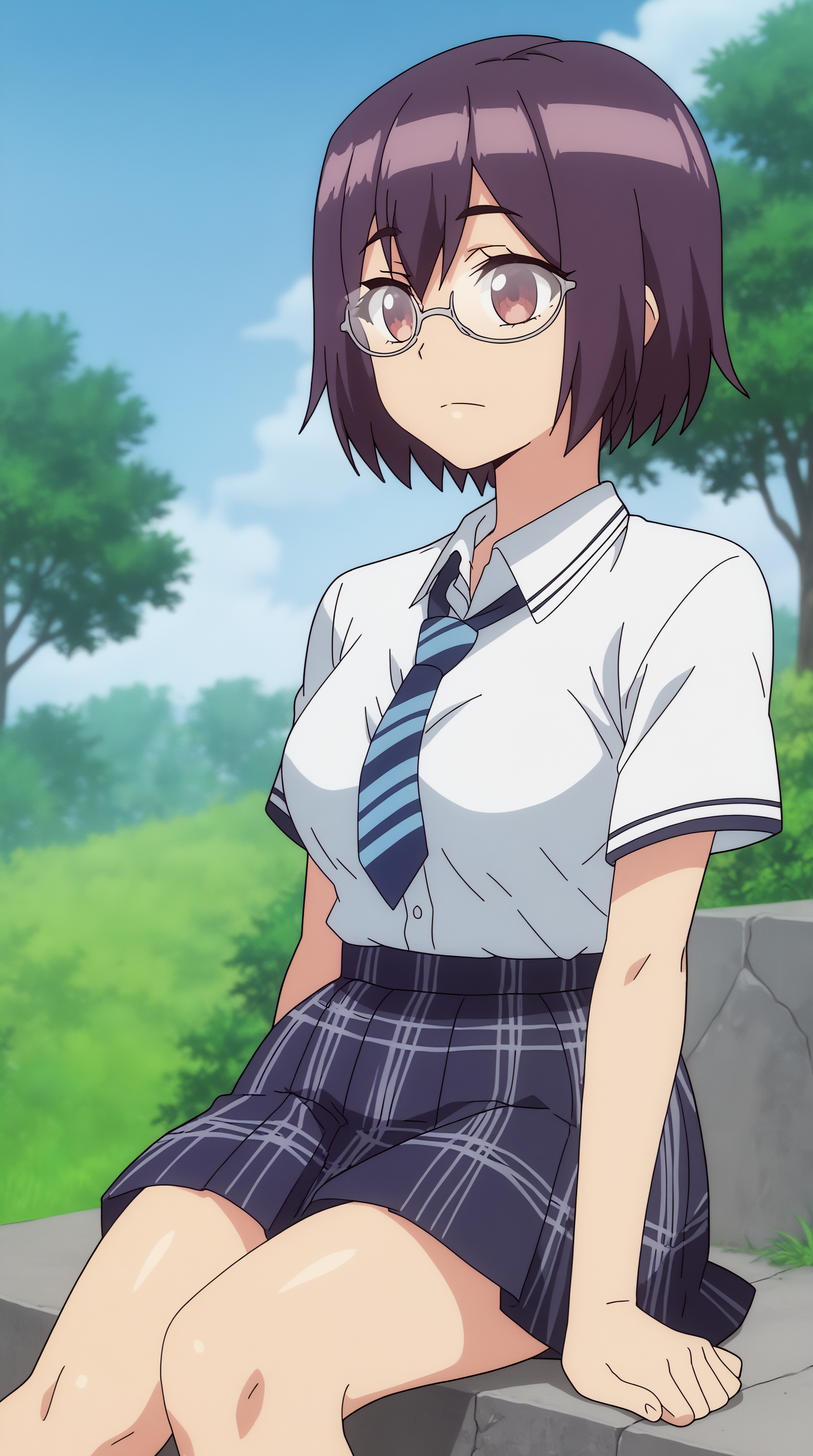 score_9, score_8_up, score_7_up,anime_source, source_anime, best background, detailed background, anime screencap, 4k, upscale,  Akari Himeno, Main Outfit, sitting, outdoors, yokozuwari,   <lora:JN_Akari_Himeno_Pony:0.8>