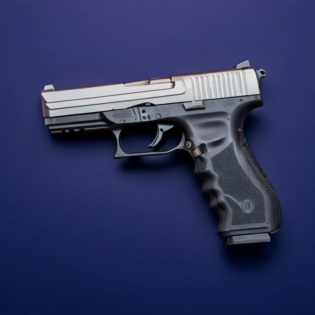 (handgun showcase) <lora:54_handgun_showcase:1.1>
Navy blue background,
high quality, professional, highres, amazing, dramatic,
(Lavender fields and soft sunset hues:0.5),
