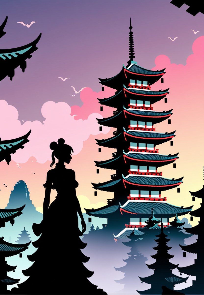 (epic:1.2), trending on artstation, (high quality:1.2), (masterpiece:1.2), high details, incredibly absurdres, colorful), (Manga Style:1.29), (Mike Mignola Art:1.27), (Vector Style, Sharp Edges:1.16), Gothic Art:1.33), (Synthwave Style:1.33), (Abstract Exprssionism:1.25), (Point-of-view shot:1.31) (comp_bottom:1.19) ,, (object: (,mug:1.31))  , , (location:(pagoda:1.12))
