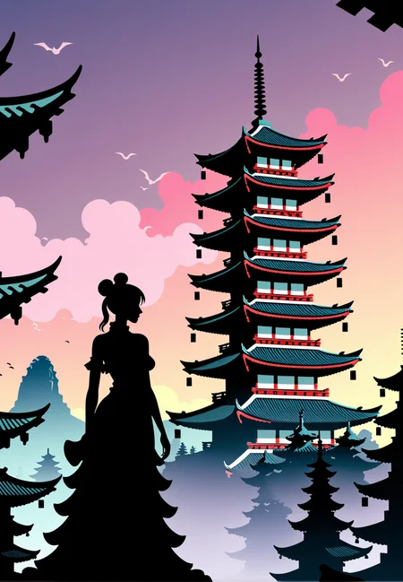 (epic:1.2), trending on artstation, (high quality:1.2), (masterpiece:1.2), high details, incredibly absurdres, colorful), (Manga Style:1.29), (Mike Mignola Art:1.27), (Vector Style, Sharp Edges:1.16), Gothic Art:1.33), (Synthwave Style:1.33), (Abstract Exprssionism:1.25), (Point-of-view shot:1.31) (comp_bottom:1.19) ,, (object: (,mug:1.31))  , , (location:(pagoda:1.12))
