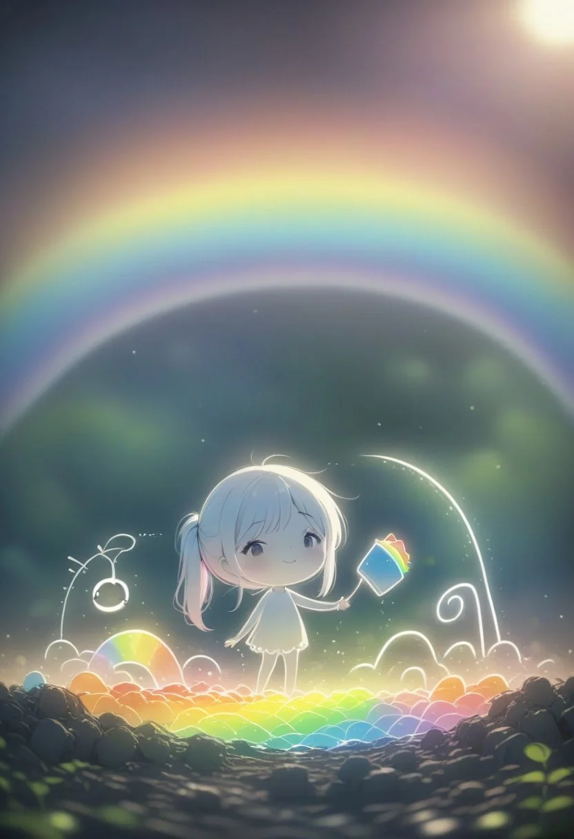masterpiece, best quality, LIGHT ART PICTURE BOOK, rainbow theme
