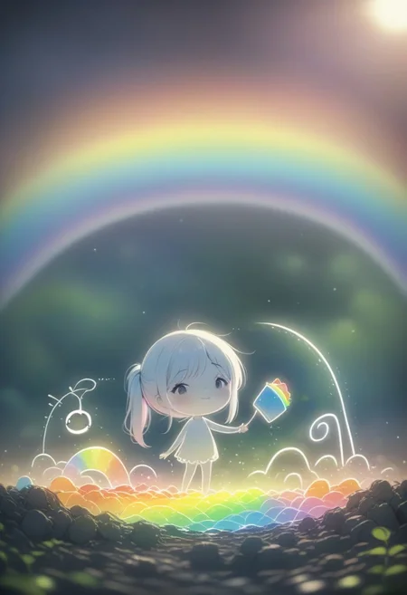 masterpiece, best quality, LIGHT ART PICTURE BOOK, rainbow theme