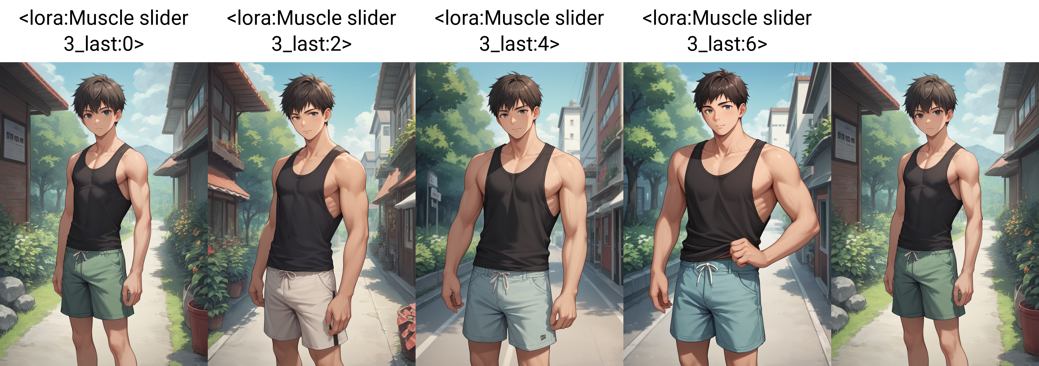 score_9, score_7_up, source anime,  1boy,  looking at viewer, singlet, shorts, standing, outdoors,       <lora:Muscle slider 3_last:0>