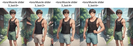 score_9, score_7_up, source anime, 1boy, looking at viewer, singlet, shorts, standing, outdoors, <lora:Muscle slider 3_last:0>