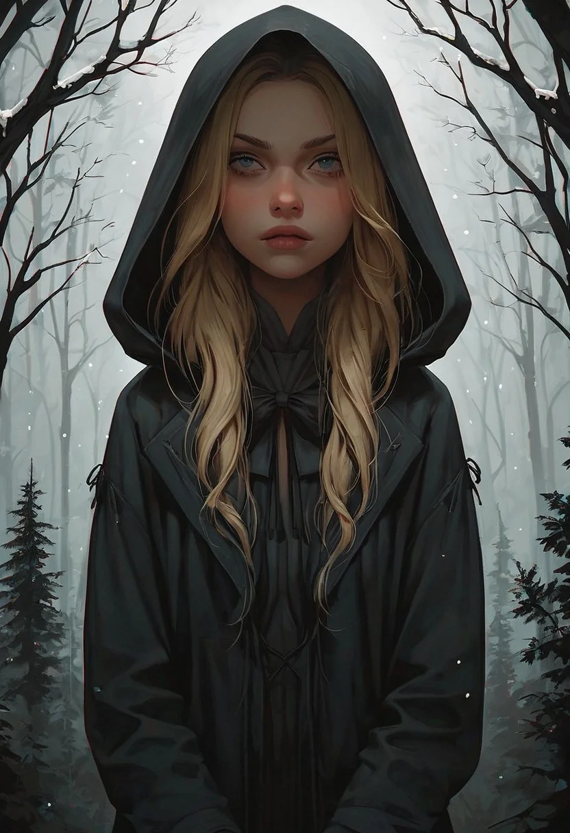 score_9, score_8_up, score_7_up, zPDXL2, girl, hot, blonde, long woven hair, archer, in snowy forest, snowing, carrying a bow, complex bow, complex clothing, warm clothing, hood, skinny, cute, perfect body, lean body, volumetric lighting, reflection, refraction, ambient occlusion, deep cold forest, action shot, cowboy shot, attention to detail, godrays