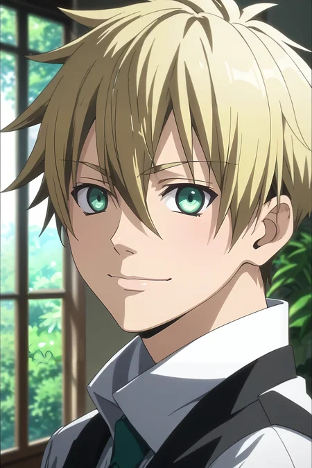 score_9, score_8_up, score_7_up, source_anime, rating_safe, intricate details, (3d:0.4), looking at viewer, depth of field, 1boy, solo, male focus, <lora:liberta_arcana_famiglia_pony:0.74>, liberta_arcana_famiglia, blonde hair, green eyes, short hair, hair between eyes, symmetry, living room, plant, dusk, ass, half-closed eyes, smile, , <lora:sdxl_lightning_8step_lora:1>