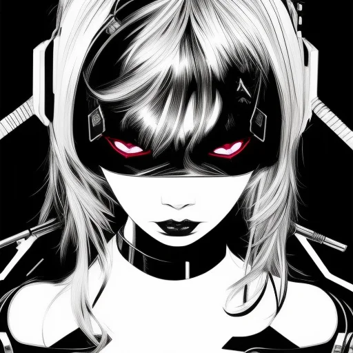Threatening cyborg, cyber, punk, skull, kuvshinov