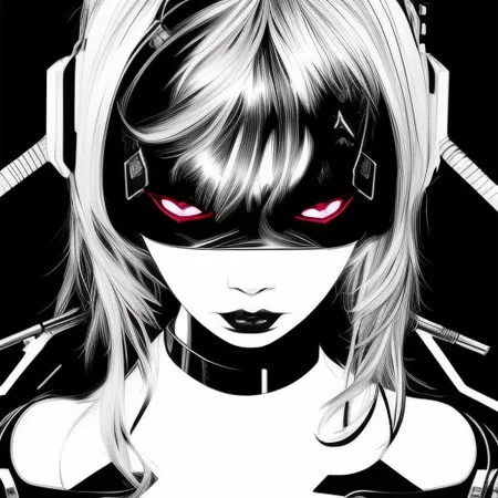 Threatening cyborg, cyber, punk, skull, kuvshinov