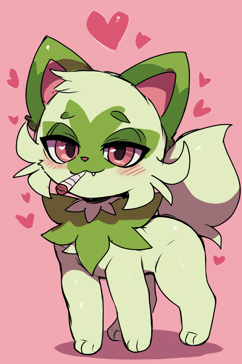 score_9, score_8_up, score_8, no humans,   BREAK, , zzWdcat, looking at viewer, smile, simple background, brown eyes, closed mouth, standing, full body, fang, :3, half-closed eyes, happy, pink background, flat color,  <lora:Wdcat_PDXL:1.0>, , BREAK, smile, looking at viewer, cowboy shot, ,,, embedding:zPDXL, Expressiveh, ,,, <lora:Zankuro_Style_PDXL:0.8> <lora:SDXLFaeTastic2400:0.5>, <lora:Expressive_H-000001:0.4>,