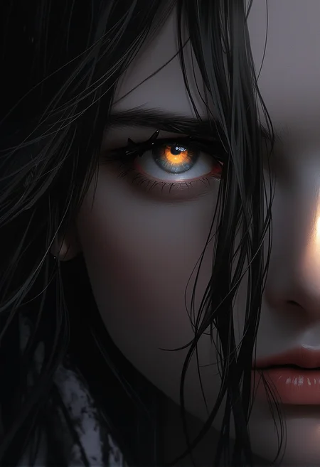 bv-anibrush. A half-body shot of a stunning beautiful young woman in photorealstic style. The scene is mysterious., <lora:bv-anibrush-v1-flux.safetensors:1.0:1.0>