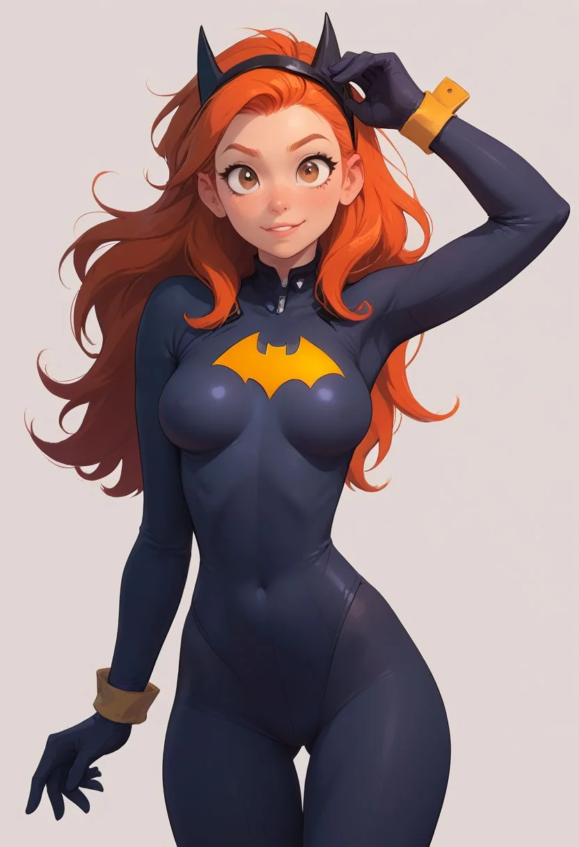 score_9, score_8_up, score_7_up, score_6_up, score_5_up, score_4_up, cute 18 year old girl, kawaii girl, indigo costume, skinny, petite body, perfect cute face, narrow hips, thin thighs, medium breasts, teardrop_breasts, small tight ass, hazel eyes, feet, batgirl
BREAK
Provocative sexy pinup pose
BREAK