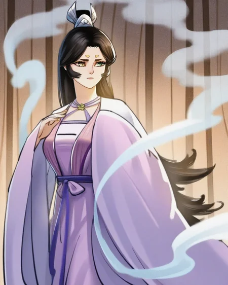 masterpiece,best quality,curvy,
<lora:haihuayao:1>,haihuayao,1girl,long hair,solo,black hair,yellow eye,green eye,heterochromia,very long hair,smoke,wide sleeves,portrait,hanfu,