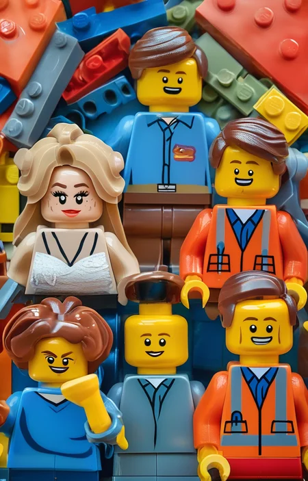 masterpiece,best quality,<lora:tbh246-sdxl:0.9>,illustration,style of lego,  portrait of family