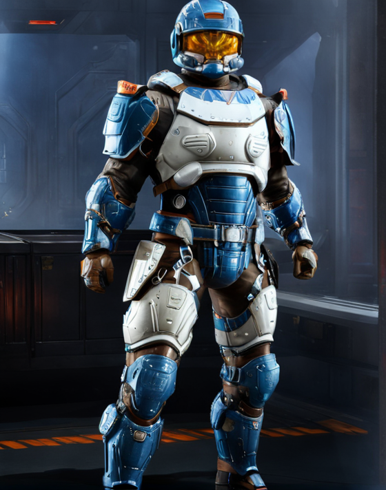 ((Masterpiece, best quality,edgQuality,photorealistic,ultra photorealistic)),standing,posing for a picture,
edgHalo_armor,power armor, a man in a futuristic suit ,wearing edgHalo_armor
 <lora:edgHaloXL:1>