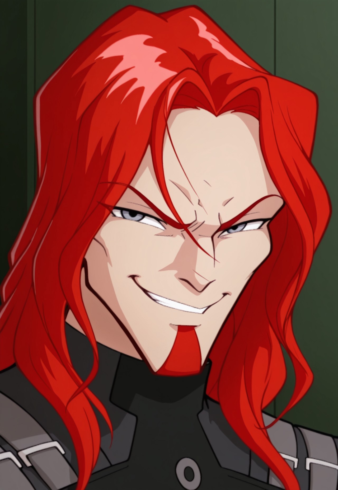 solo, masterpiece, modern, new, 1boy, male, masculine face, daddy looking face, w0lfc0nf

WinxOgron, red hair, long hair, goatee, black uniform, headshot, looking at viewer, smiling, friendly, happy