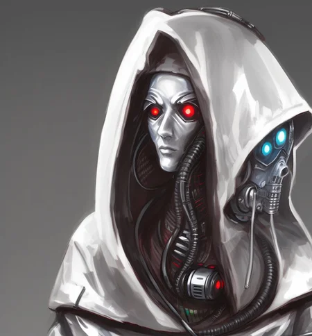 cybernetic hed in a hood <hypernet:Mechanicus1:1>