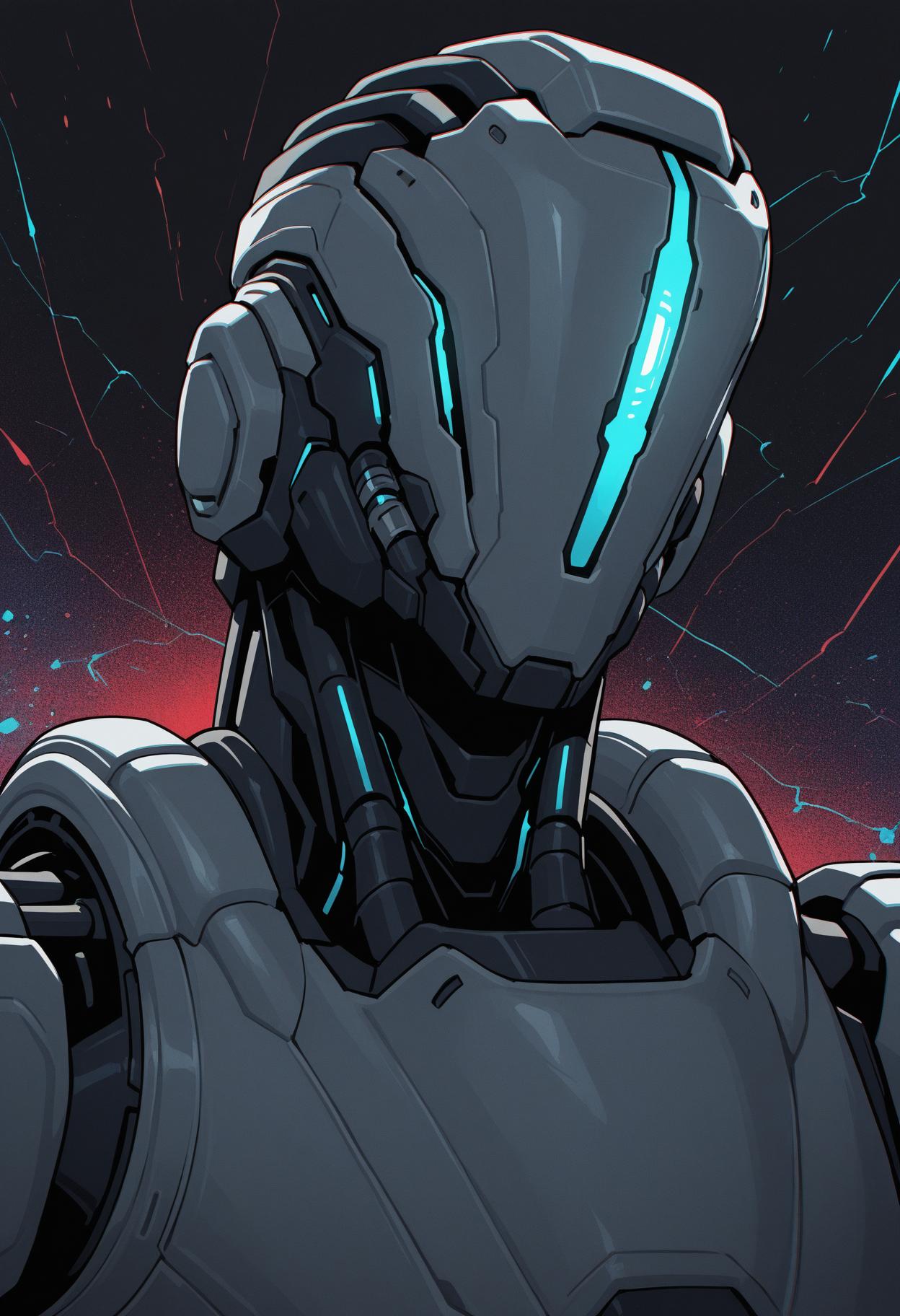 solo, 1boy, male focus, portrait, s4mu3lh4yd3n, no eyes, robot, glowing, abstract background, multicolored background, three-quarter view,
perfect anatomy, masterpiece, perfect quality, best quality, detailed, newest, very aesthetic <lora:SamuelHayden_DOOM_V1_ILXL:0.8500000000000002>
