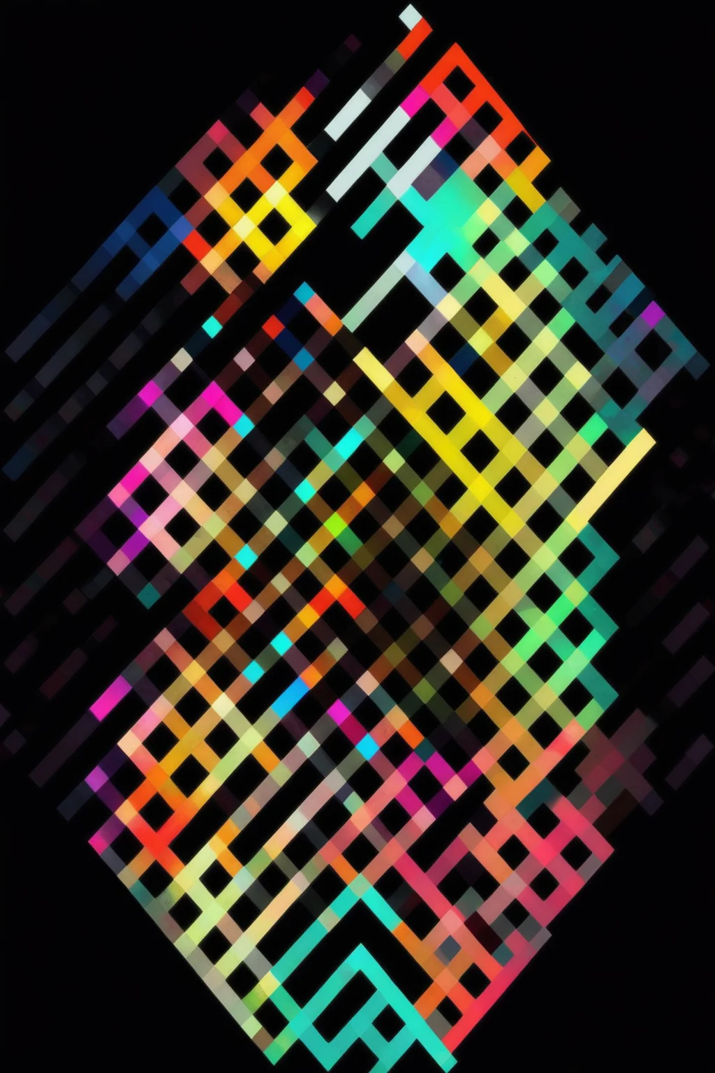 <lora:Felipe Pantone Style:1>Felipe Pantone Style - glitch triangle with radial gratient of colours and black background + op art in felipe pantone style