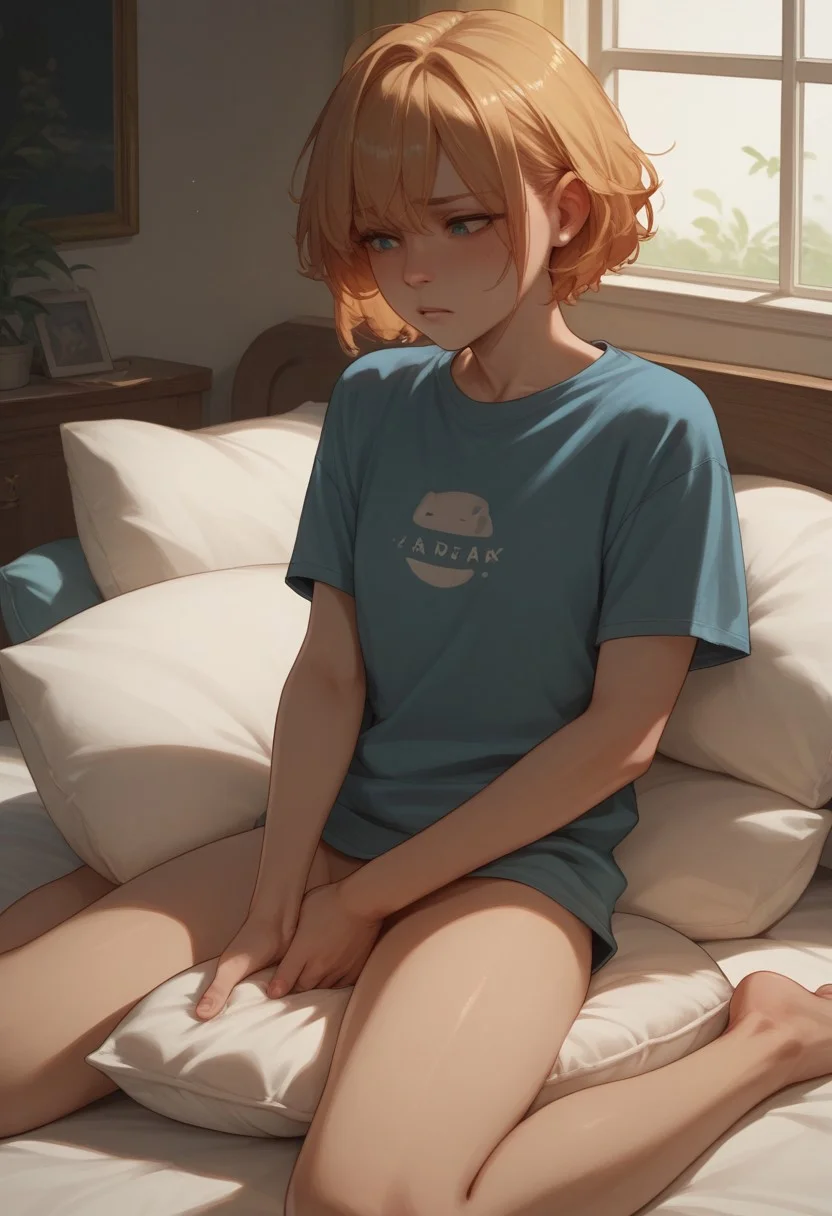 score_9, score_8_up, score_7_up, source_anime, MASTURBATING WITH PILLOW, SITTING on pillow