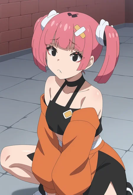 score 7 up, source anime, 1girl, , <lora:sango.pony:1> sango, sandwich, , <lora:crouching_pony_V1.0:1> crouching, rounding the back,,