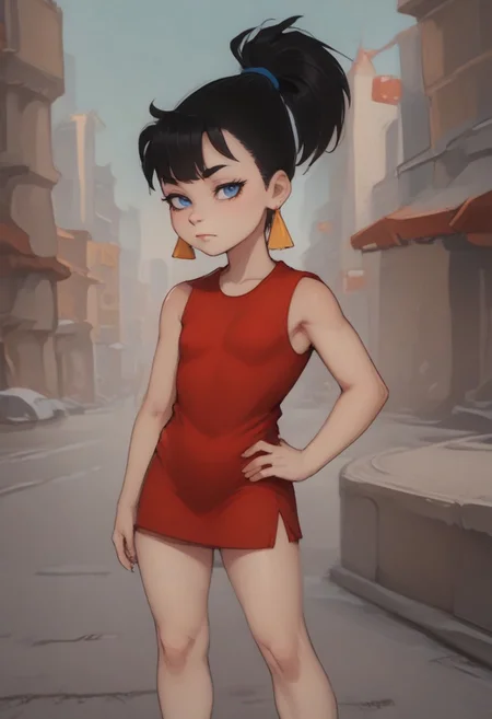 score_9, score_8_up
1 furry girl, solo, zvezdochka, red dress, sleeveless, small breasts, blue eyes, earrings, black hair, ponytail, looking at viewer, one hand on hip, standing, sexy pose, outdoors, street, seductive
<lora:zvzd_pdxl-000009:0.7>