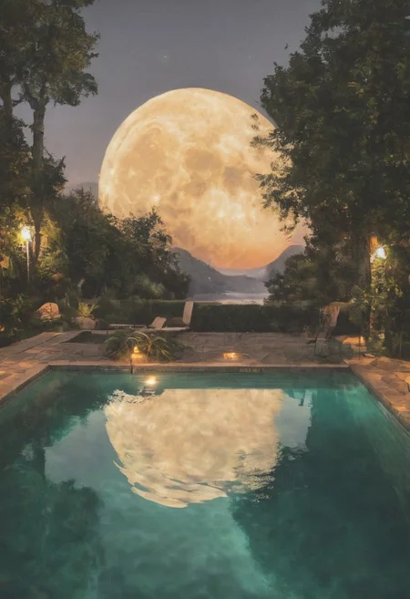 Landscape,pool,Glowing moon,reflecting in the water,hypnotic,hyperrealistic,<lora:aidma-Image Upgrader-v0.1:0.75>