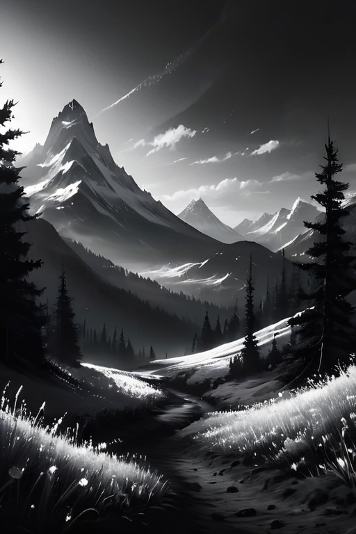 Silhouette style (((Ultra-detailed, 8k, highres, masterpiece)))(((epic-Ultra-HD-details, epic-Ultra-HD-highlights, epic-photo-same-realistic, upscaled-resolution, optimal)))a beautiful serenemagical landscape,<lora:ral-czmcrnbw:0.8>,ral-czmcrnbw,<lora:cs-cr1stal-v2:0.8>,cs-cr1stal-v2,<lora:More_interesting_backgrounds:0.8>,IBG,<lora:more_details:1>,<lora:SyFyEye1_v2.0:0.8>,SyFyEye1, . High contrast, minimalistic, black and white, stark, dramatic