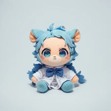 score_9, score_8_up, score_7_up, score_6_up, mikus-furmo, full body, looking at the view, fumo style, sitting, simple background, toys, toys
