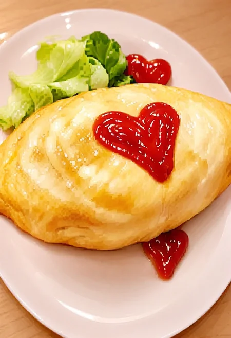 masterpiece, best quality, very aesthetic, absurdres,
omurice_heart, still life, food focus, plate, food, realistic, heart, ketchup, ketchup in a heart shape
<lora:omurice_heart_SDXL_V1:1>