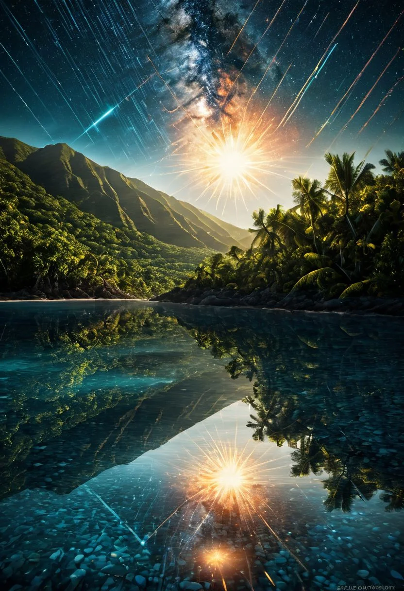 caribbean setting, daytime meteor shower, amazing depth, double exposure, surreal, geometric patterns, intricately detailed, bokeh, perfect balanced, deep fine borders, artistic photorealism , smooth, great masterwork by Suiras<lora:add-detail-xl:2> <lora:Double_Exposure:0.5>