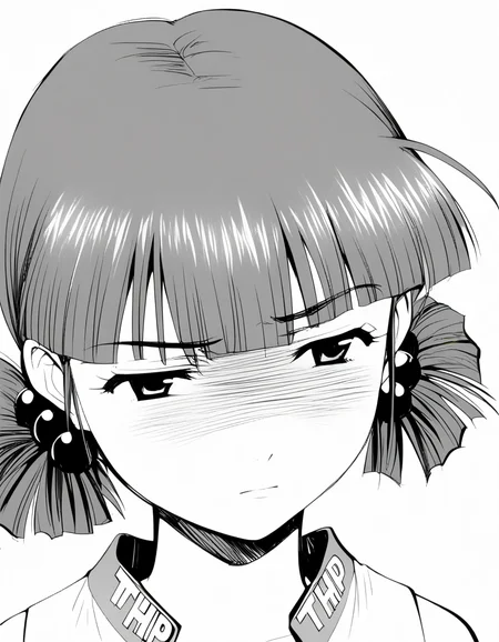 <lora:KirisakiMaiXL_ani31_3:0.8> 1girl, solo, kirisaki mai, low twintails, hair bobbles, thpj-shirt,
upper body, portrait, shaded face,
best quality, monochrome, greyscale, white background, simple background,