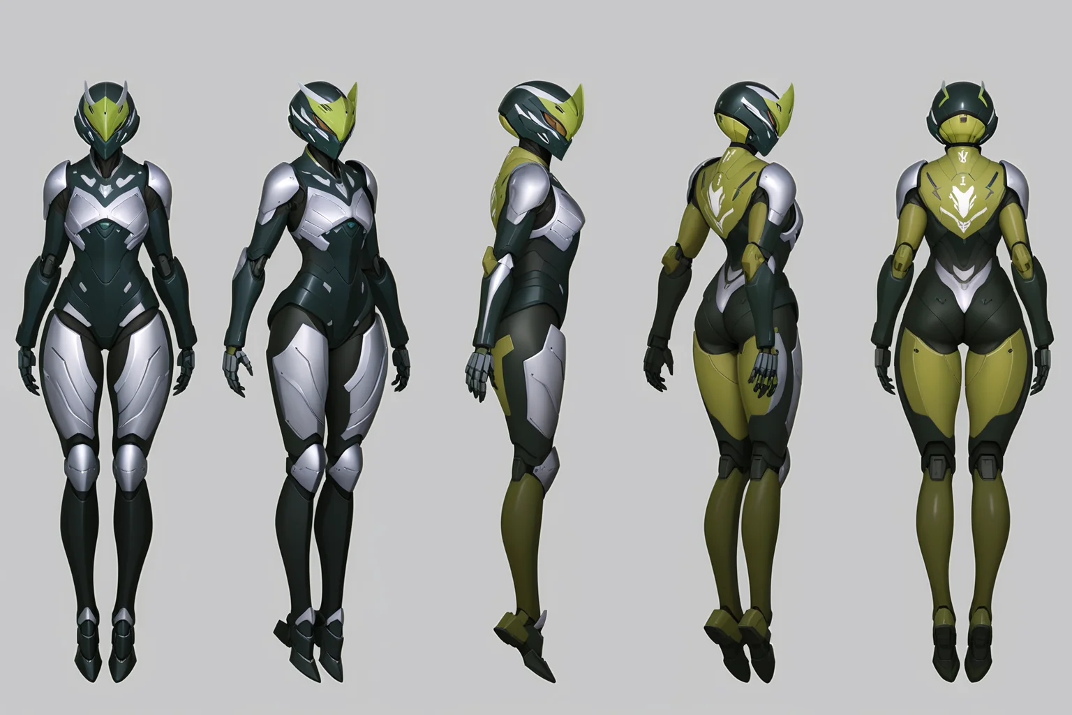 (GENERAL:0), mecha, robot, masterpiece, best quality, very aesthetic, absurdres, solo, standing,
(VIEWS:0), full body character turnaround of mecha,
Multiple views of the same mecha, (simple background, white background:1.2), multiple views, side view, back view, front view,
sunglasses, goggles,
mask, helmet,
Quail\(animals\)ï¼
Alex Mercer\(Prototype\),
plate armor, power suit, alien,
android, cybersuit, upper armor, mechanical arms, machinery, prosthesis,
(bodyshape:0), Sturdy build body,
(clothing:0), (Zimmermann lace jumpsuit.:0.6),
(sliver
devil theme character design:1.1),
<lora:MechTurnXLRemix_v1:.25>
<lora:MechTurnXL_v1:.75>
<lora:ClothTurnXLRemix_v1-000004:.25>
<lora:ClothTurnXL_v1-000004:0.25>
<lora:CharTurnXL_v2:0.25>
<lora:xl_more_art-full_v1:.25>,
<lora:Alphonse Mucha Style:.1>, Alphonse Mucha Style page
<lora:å½é£æç»SDXL:.1>