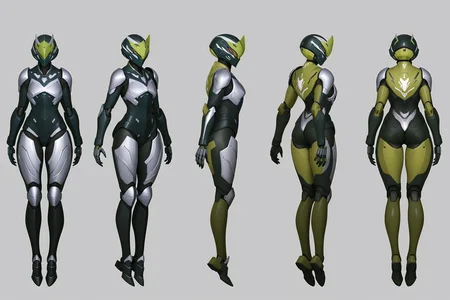 (GENERAL:0), mecha, robot, masterpiece, best quality, very aesthetic, absurdres, solo, standing,
(VIEWS:0), full body character turnaround of mecha,
Multiple views of the same mecha, (simple background, white background:1.2), multiple views, side view, back view, front view,
sunglasses, goggles,
mask, helmet,
Quail\(animals\)ï¼
Alex Mercer\(Prototype\),
plate armor, power suit, alien,
android, cybersuit, upper armor, mechanical arms, machinery, prosthesis,
(bodyshape:0), Sturdy build body,
(clothing:0), (Zimmermann lace jumpsuit.:0.6),
(sliver
devil theme character design:1.1),
<lora:MechTurnXLRemix_v1:.25>
<lora:MechTurnXL_v1:.75>
<lora:ClothTurnXLRemix_v1-000004:.25>
<lora:ClothTurnXL_v1-000004:0.25>
<lora:CharTurnXL_v2:0.25>
<lora:xl_more_art-full_v1:.25>,
<lora:Alphonse Mucha Style:.1>, Alphonse Mucha Style page
<lora:å½é£æç»SDXL:.1>