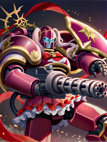 (mecha:1.2), adeptus astartes, gatling gun, aiming, warhammer 40k, (bow, frills:1.3), pink,
(yoshimoto \(dear life\):0.8), (nyamaso:1.1), (eversoul:0.9), achyue,(dishwasher1910:0.9), momoko \momopoco\,(nardack:1.2), (torino aqua:0.4),
masterpiece,best quality,amazing quality,very aesthetic,absurdres,newest, very awa, crisp, sharp,
<lora:NOOB_EPSv1_1_detailer_by_vlnvk_v1_0:1>