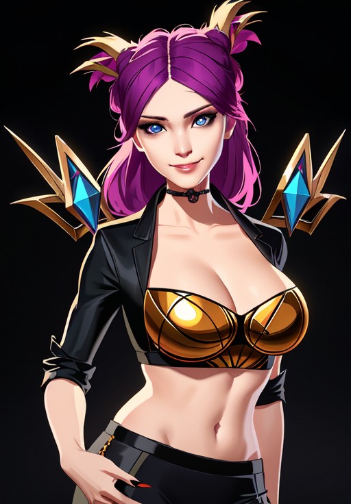 sfw, <lora:kda_kaisa:0.8>, kda_kaisa, portrait, smirk, (seductive, alluring, charming:1.3), seductive, (trending on CGSociety, trending on pixiv, contest winner:1.3)