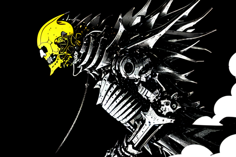 highly insanely detailed, masterpiece, top quality, best quality, highres, 4k, 8k, RAW photo, (very aesthetic, beautiful and aesthetic),  
tsutomu nihei,nihei_tsutomu,blame!,blame gakuen!,abara,TNstyle,sidonia_no_kishi,air conditioner,letterboxed,toha heavy industries,bridge,clouds,concrete walls,metal walls,fence,cables,tubes,industrial pipes,gauna,gauna mech,star \(sky\),starry sky,buildings,drainpipe,lantern,bones,tentacles,wire, 
<lora:ABARA:1>, 
(1girl:1.3), 
solo focus, 
(pure yellow background,transparent background:1.2),âââ