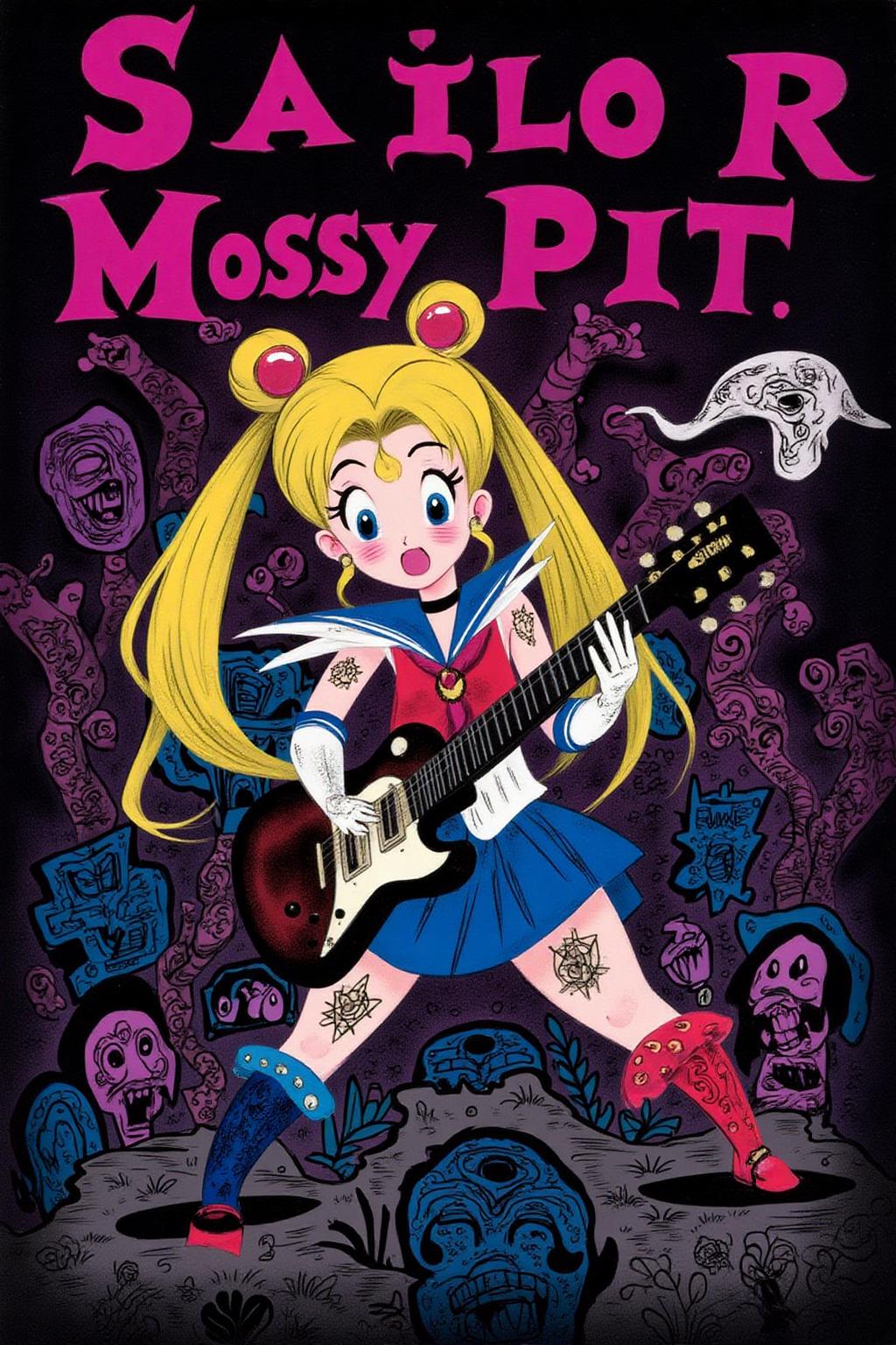 maryblair2 illlustration.
Punk sailor moon playing a guitar at a heavy metal mosh pit, tattoos, piercing. 
 <lora:maryblair3_cap_d6a3e9:1.0><lora:855892349199350961:0>