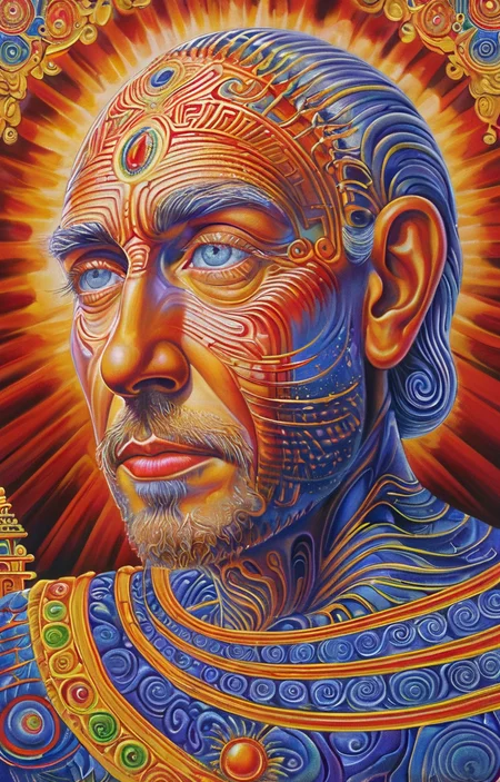 masterpiece,best quality,<lora:tbh375-sdxl:0.6>,illustration,style of Alex Grey portrait of noble man