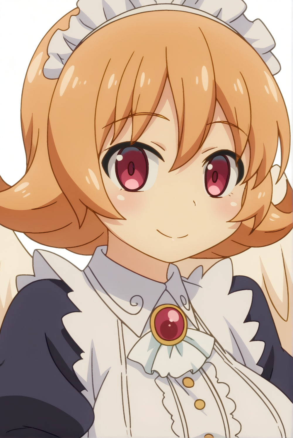 <lora:Meidri:0.8>, white background,  Meidri, 1girl, solo, smile, upper body, wings, maid
