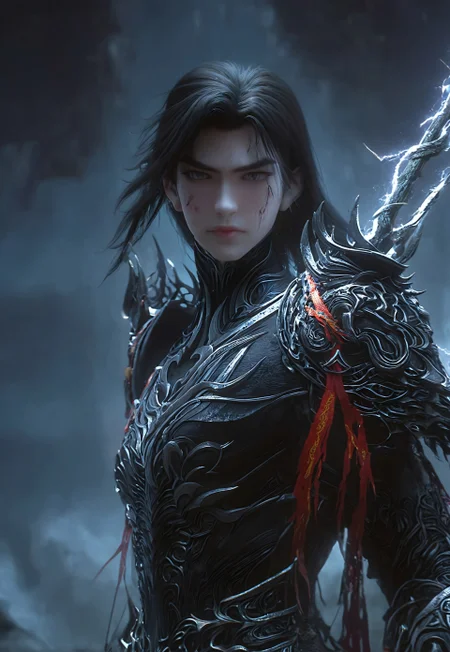 score_9, score_8_up, score_7_up, score_6_up, (shihao, solo, ashes_armor, loose hair, extremely detailed face), (full shot, long shot), expressive face, looking on viewer, from side, holding, weapon, holding spear, high resolution super detailed digital painting, masterpiece, blurred dark ruins on background, grey eyes, perfecteyes,
Overgrown, mystic, ethereal, darkness, atmospheric haze, Film grain, cinematic film still, shallow depth of field, highly detailed, high budget, cinemascope, moody, epic, OverallDetail, 2000s vintage RAW photo, photorealistic, candid camera, color graded cinematic, eye catchlights, atmospheric lighting, imperfections, natural, shallow dof