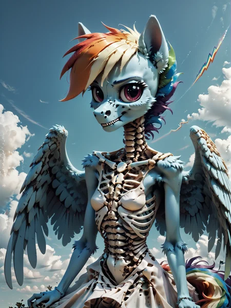 score_9, score_8_up, score_7_up, score_6_up, 1 girl, portrait, Rainbow Dash \(mlp\), anthro pony, tail, wings, dress, boneswm, <lora:Bones_World_Morph:1.2>, <lora:Anime Summer Days 2 Style SDXL_LoRA_Pony Diffusion V6 XL:0.5> <lora:Realistic000003_1_2.5DAnime_0.05_Merge1:0.5>  <lora:MegaFluffyPony:0.5> MegaFluffyPony, furry, fluffy