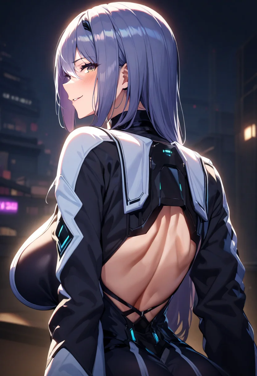 <lora:etra:1>,1 girl,etra,standing,huge breasts,face focus,close-up,seductive smile,looking at viewer,from back,nape,neck,neck focus,, masterpiece,best quality,very aesthetic,explit,nsfw,cinematic light,absurdres,incredibly absurdres,<lora:add_detail:1>,