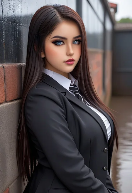 28yo              V3r0t1k4,                                                          alleywall background,                              black jacket, long sleeves