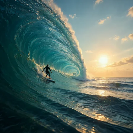 Color drawing style.
A tunnel filled with a long ocean wave, and endless curve of the ocean.
A surfer rides inside the wave curl.
<lora:Endless01_CE_XL_200-OT:0.6> endlsCE_style