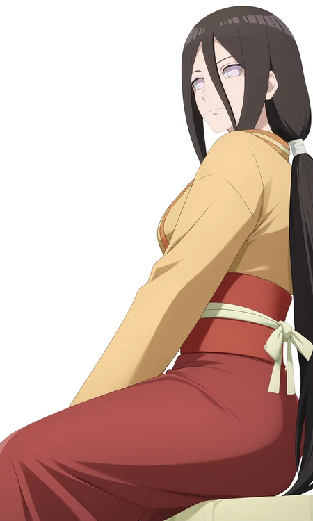 game cg,
hanabihyuuga, 1girl, solo, looking at viewer, no pupils,
low ponytail, long hair,
kimono, ribbon, long skirt, red obi, red skirt, frilled,
from below, sitting, from side,
white background,simple background,
<lora:Naruto_HanabiHyuuga_PXL-000015:1>