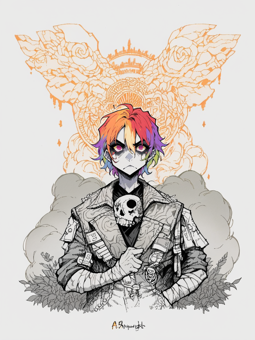 score_9, score_8_up, score_7_up, score_6_up, score_5_up, score_4_up, 4sh1pwr1ght  <lora:4sh1pwr1ghtXLP:1> , line art, rainbow,