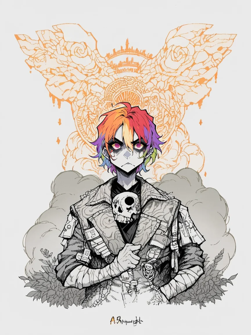 score_9, score_8_up, score_7_up, score_6_up, score_5_up, score_4_up, 4sh1pwr1ght <lora:4sh1pwr1ghtXLP:1> , line art, rainbow,