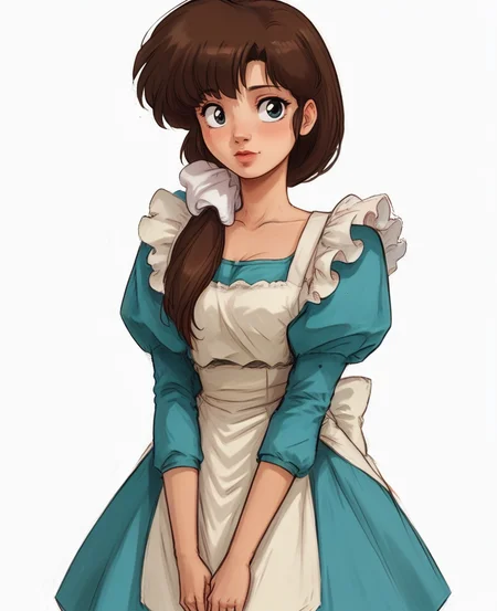 score_9, score_8_up, score_7_up, score_6_up, score_5_up, score_4_up, rating_explicit,
 <lora:K4sum1PNYXl_v00:1> tendou_kasumi, white apron, blue dress, <lora:l414XLP3:1> l414