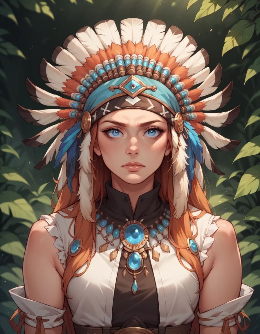 score_9, score_8_up, score_7_up, score_6_up, score_5_up, score_4_up, 1girl, long hair, blue eyes, hud_n_a_hddrss, headdress, feathers, headband, <lora:Native_American_Headdresses-000008:0.8>